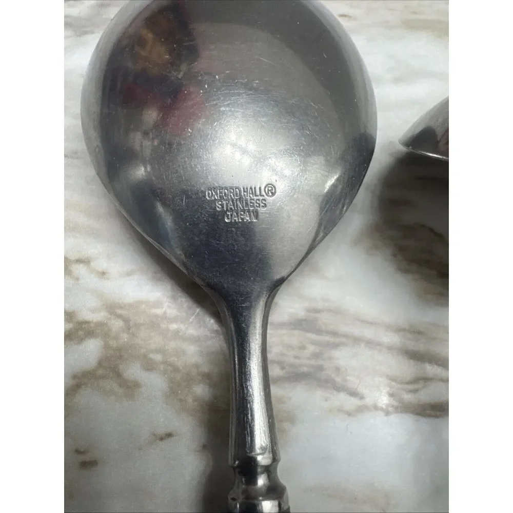 3 Vintage MCM Oxford Hall Stainless Japan Serving Flatware‎ Black Handles